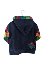 Load image into Gallery viewer, Kid's blue fleece hoodie with tartan pocket