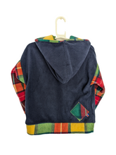 Load image into Gallery viewer, Kid's blue fleece hoodie with Highland cow