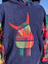 Load image into Gallery viewer, Unisex fleece hoodie with tartan Highland coo