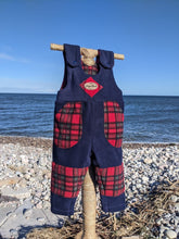 Load image into Gallery viewer, Kid's fleece dungaree navy blue Royal Stewart