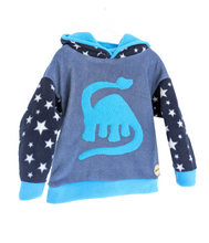 Load image into Gallery viewer, Kid's fleece star hoodie with dinosaur

