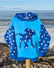 Load image into Gallery viewer, Kid&#39;s turquoise blue hoodie with puppy
