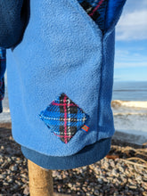 Load image into Gallery viewer, Kid&#39;s sky blue fleece hoodie with Highland coo
