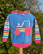 Load image into Gallery viewer, Kid&#39;s sky blue hoodie with pink tractor
