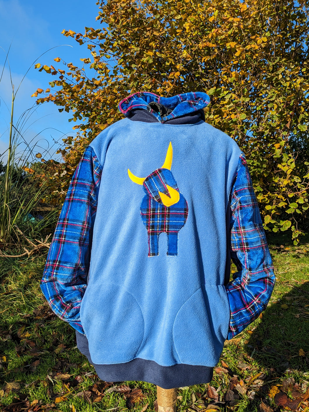 Highland Coo hoodie, sky blue