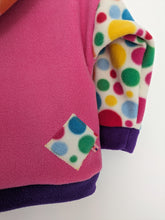 Load image into Gallery viewer, Kids pink fleece hoodie with dinosaur.
