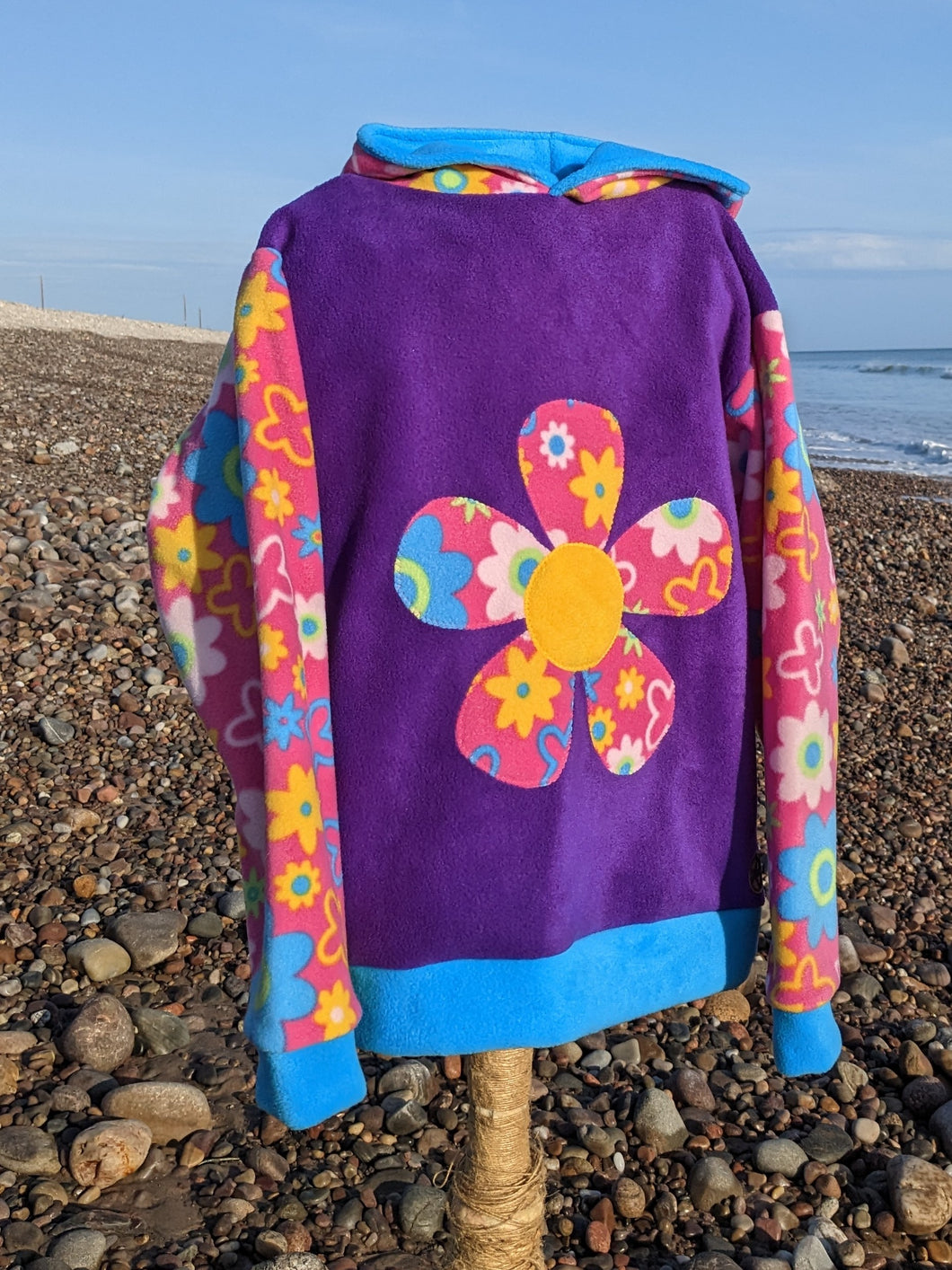 8-12 years Bright flower fleece hoodie