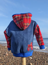 Load image into Gallery viewer, Kid&#39;s fleece hoodie with Royal Stewart tartan tractor
