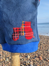 Load image into Gallery viewer, Kid&#39;s fleece hoodie with Royal Stewart tartan tractor
