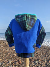 Load image into Gallery viewer, Kid&#39;s cobalt fleece hoodie with Highland cow
