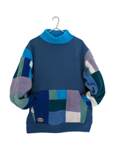 Load image into Gallery viewer, Patchwork turtleneck. Blues.
