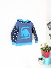 Load image into Gallery viewer, Kid's fleece star hoodie with dinosaur
