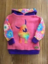 Load image into Gallery viewer, Kid&#39;s pink fleece hoodie with highland coo
