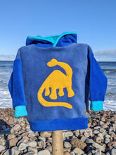 Load image into Gallery viewer, Kid&#39;s fleece hoodie with dinosaur
